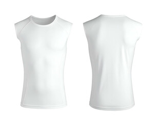 White sleeveless athletic top, front and back view