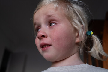 Little 4 Year Old Blonde Girl Crying Bitterly