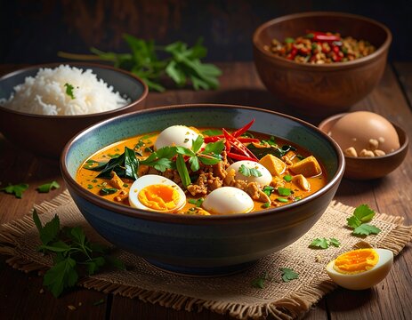 Khao Soi - A Northern Thai Coconut Curry Noodle Soup with Egg.