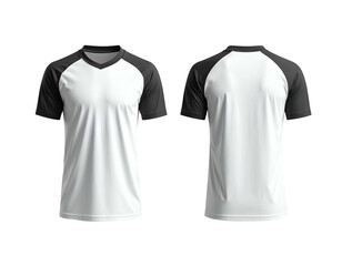 Two-tone v-neck short-sleeve t-shirt mockup, front and back