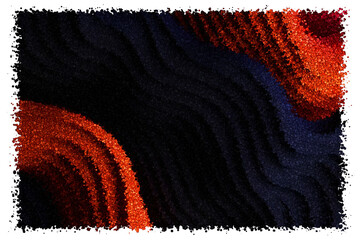 Dark Minimalist Waves Transitioning Into Glowing Orange Ridges With Deep Depth and Shadow Layers, Made of cubes
