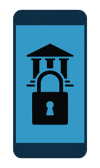 Mobile banking security shows a locked smartphone displaying a financial.