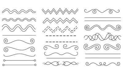 Obraz premium Set of decorative hand drawn ribbons banners and page dividers