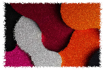 Smooth Overlapping Organic Fluid Shapes in Vibrant Magenta Orange and White Paper Cutout Style, Made of cubes
