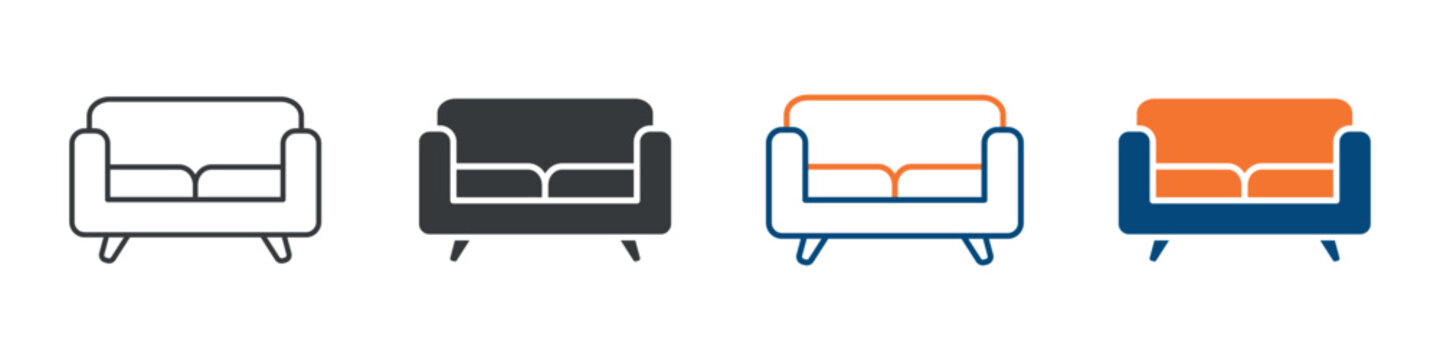 Sofa Icon Set Multiple Style Collection 