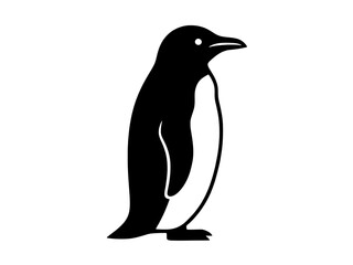 Obraz premium A minimalist black and white penguin icon isolated on a transparent background, perfect for modern logo design and wildlife branding.