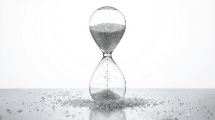 Minimalist Glass Hourglass with Flowing Silver Sand