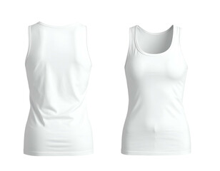 White sleeveless tank top viewed from front and back