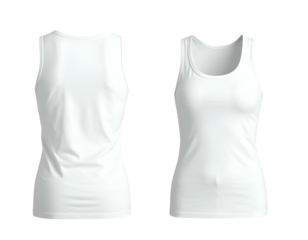 White sleeveless tank top viewed from front and back