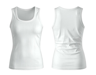 Front and back view of a plain white sleeveless ribbed undershirt