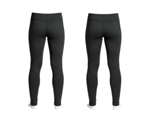 Black leggings, back view, full-length, form-fitting, athletic wear