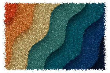 Soft Wavy Vertical Bands in a Retro Color Palette of Muted Orange Cream Sage Green and Navy Blue, Made of cubes
