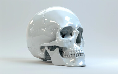 An anatomically accurate human skull illustration showcasing bone structure