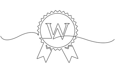 Winner award badge with tick checkmark continuous line drawing animation.