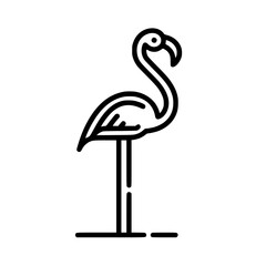 Modern minimalist flamingo icon in sleek black line art style