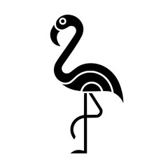 Stunning black flamingo standing on one leg in minimalist style