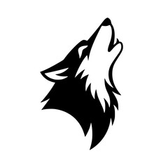 Stunning black wolf howling at the moon in bold graphic style