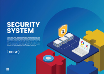 Data security isometric vector illustration.