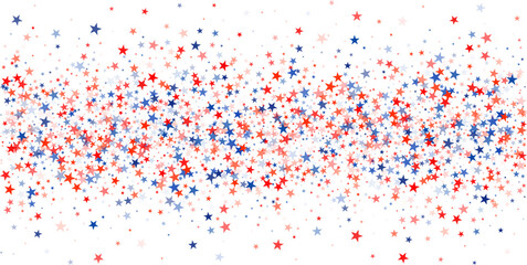 USA flag stars background, red and blue stars confetti	