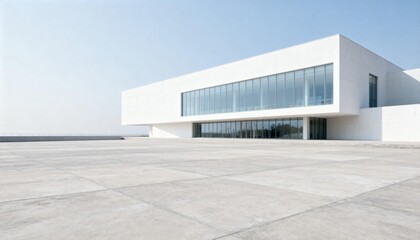 Modern Minimalist White Architectural Structure with Glass