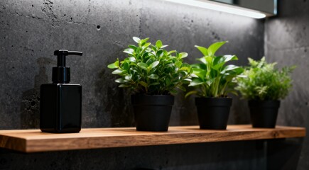 Minimalist Bathroom Shelf with Potted Plants