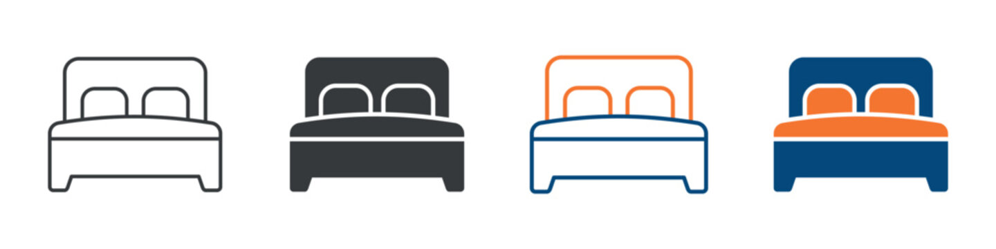 Double Bed Icon Set Multiple Style Collection 