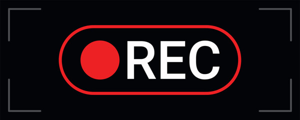 Recording Background. Video Camera REC Overlay on Black Background