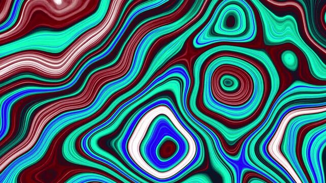 Vibrant abstract wavy contour pattern with concentric shapes.