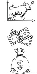 Money Bag and Cash Illustration Finance.
