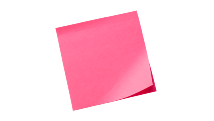 Bright pink sticky note isolated on transparent background cut out