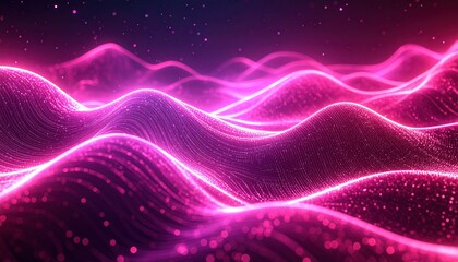 Obraz premium Abstract Pink Waves - A Mesmerizing Digital Landscape of Light and Form.