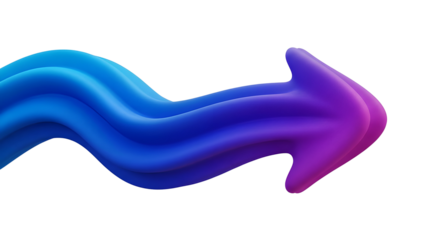 Wavy Blue and Purple 3D Arrow Design Element isolated PNG with Transparent Background