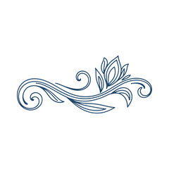 Fototapeta premium Intricate floral design element with swirling lines and leaves