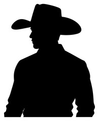 Mysterious Cowboy Silhouette in Classic Western Attire Vector on Transparent Background