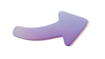 Purple 3D Curved Arrow Pointing Right Icon isolated PNG with Transparent Background
