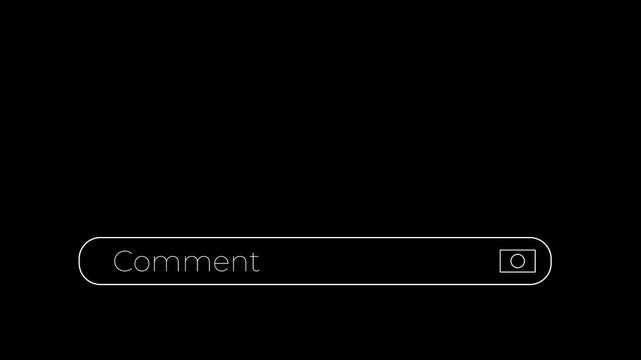 animated comment input field ui with rounded outline on dark background.