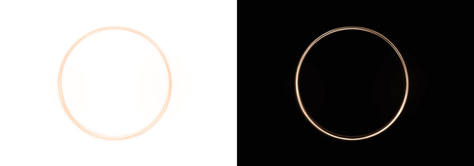 Futuristic blue neon circle frame on light background. Glowing cyberpunk portal ring with electric light effects png