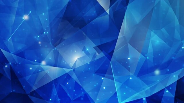 Geometric sapphire shards dance with starlight