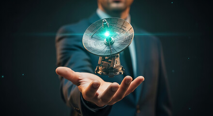 Future Tech in Hand Business Innovation Data Transfer Network Connection AI Era