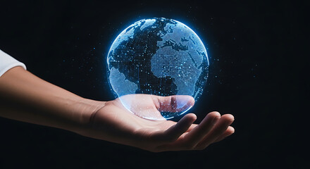 Holding Tomorrow Digital Globe in Hand Future Tech Innovation Connectivity 80