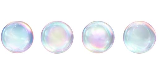 Four Iridescent Bubbles Keywords: bubble, soap bubble, iridescent, sphere isolated on a transparent background