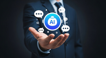 AI Chatbot Hand Presenting Technology Solutions Future Business Support