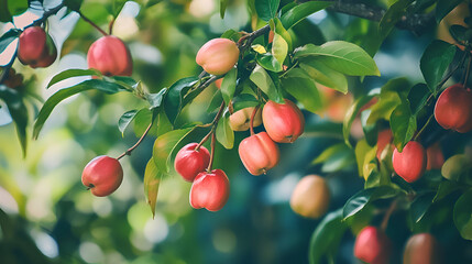 Obraz premium red apples on tree