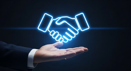 Digital handshake Business deal hand partnership teamwork technology innovation