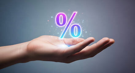 Special Offers Await Glowing Percentage Sign in Hand Deals Savings Interest