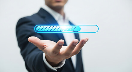 Technology Future Progress Business Hand Holds Loading Bar Digital