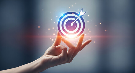 Achieving Goals Target in Hand Success Innovation Future Aiming Success Image