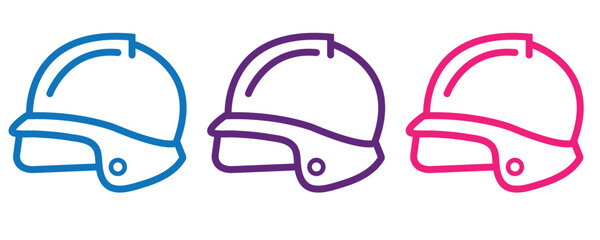 Helmet icon vector set, outline style helmet icons vector in trendy flat style illustration isolated on white background.