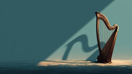 an old wooden harp in a room