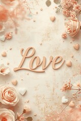 Romantic love theme with flowers background